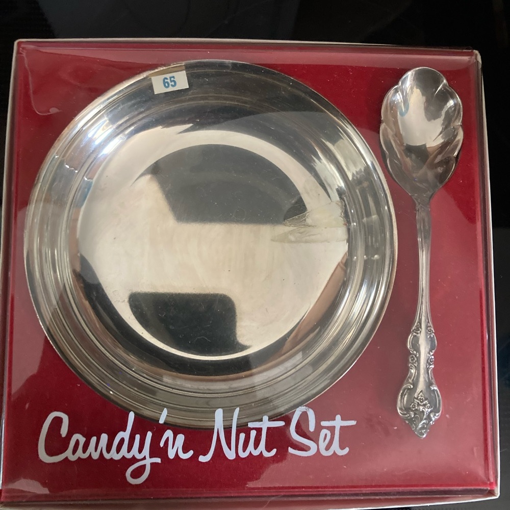 Candy N’ Nut Silver Plated Vintage Dish and Spoon